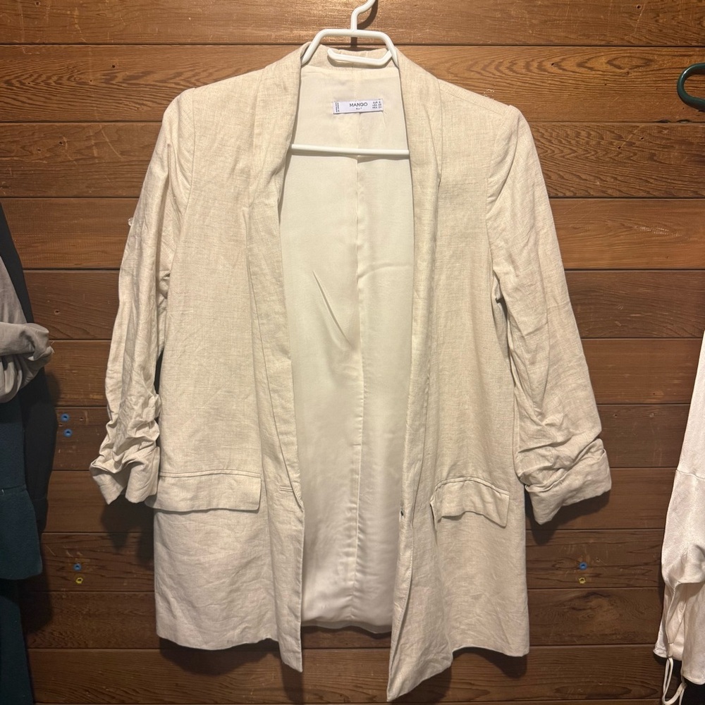 Cream Open Front Blazer